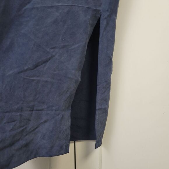 NANCY HELLER For Saks Fifth Avenue Blue Silk Sleeveless Sheath Maxi Dress, M - Picture 3 of 7